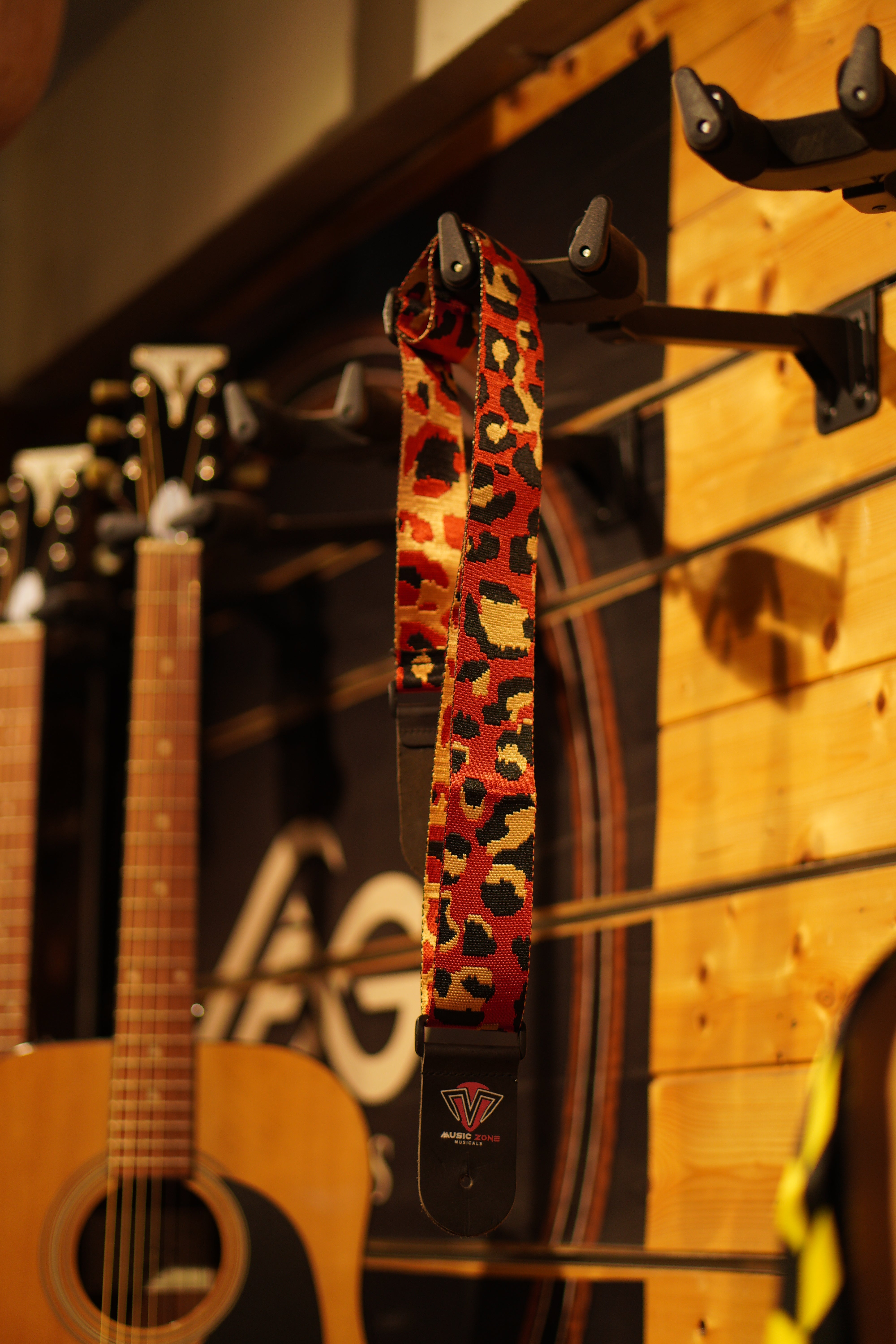 Red Leopard Pattern Adjustable Guitar Strap