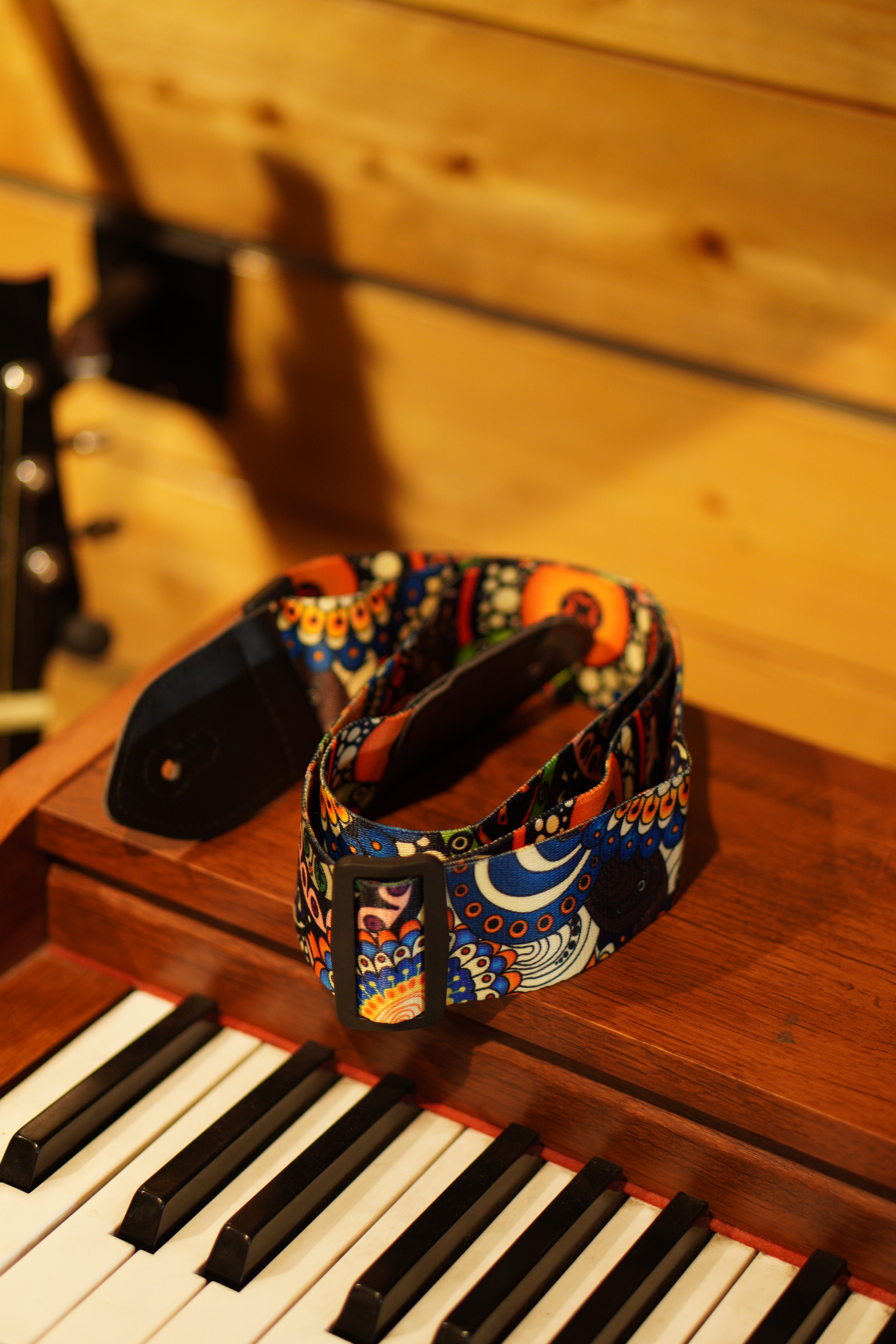 Vintage Tribal Design Guitar Strap with Premium Leather Tips